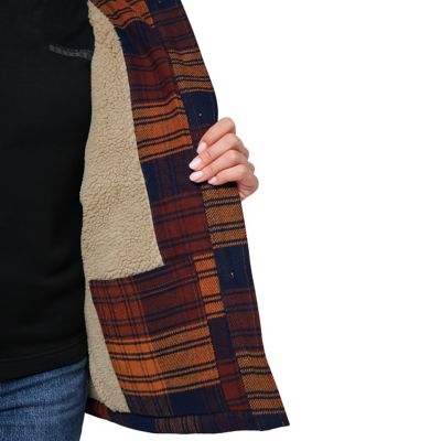 Image showing 1 th Lucky Brand Workwear Yarn Dyed Twill Plaid Jacket with Sherpa Collar and Lining