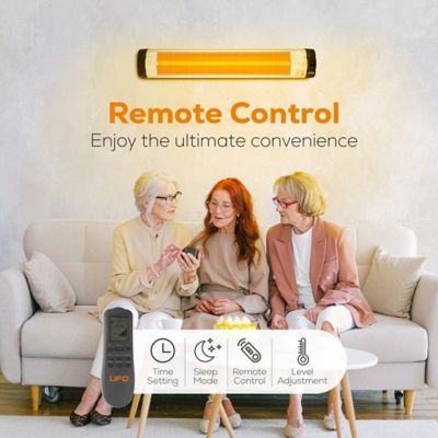 Image showing  UK-30, 38 in. Bulb, 3000-Watt Wall Mount Electric Heater with Remote Control, 240 Volt, Silver
