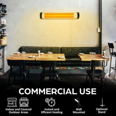 Image showing  UK-30, 38 in. Bulb, 3000-Watt Wall Mount Electric Heater with Remote Control, 240 Volt, Silver