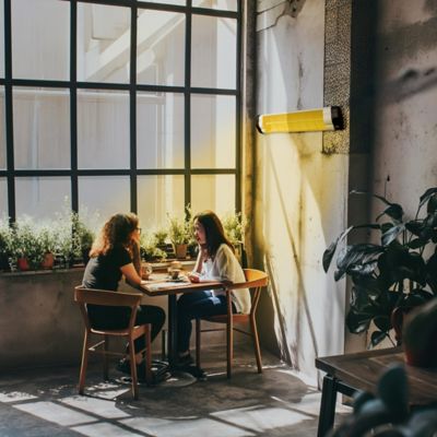 Image showing 5 th UFO UK-30, 38 in. Bulb, 3000-Watt Wall Mount Electric Heater with Remote Control, 240 Volt, Silver