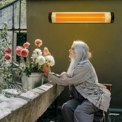 Image showing 6 th UFO UK-30, 38 in. Bulb, 3000-Watt Wall Mount Electric Heater with Remote Control, 240 Volt, Silver