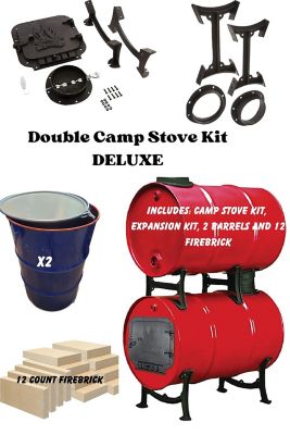 Total Sourcing Concepts Double Camp Stove Kit with 2 Barrels and 12 Firebrick