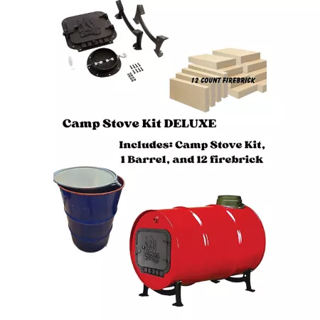 Total Sourcing Concepts Camping Stove Kit with Barrel and 12 Firebricks Camp Stoves