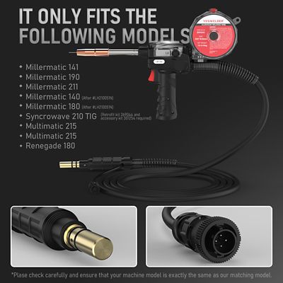 Image showing 5 th YesWelder 150 A, 10 ft. Cable, Aluminum Welding Spool Gun Fits Miller Welder