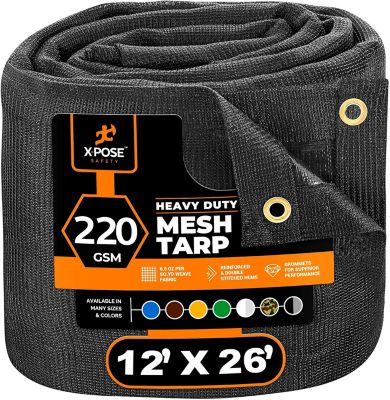 Xpose Safety Mesh Truck Tarp, Black, 12 x 26 ft.