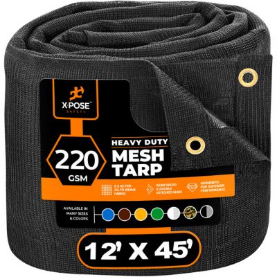 Xpose Safety Mesh Truck Tarp, Black, 12 x 45 ft.