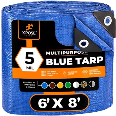 Xpose Safety Poly Tarp Medium Duty 5 Mil, Blue, 6 x 8 ft.
