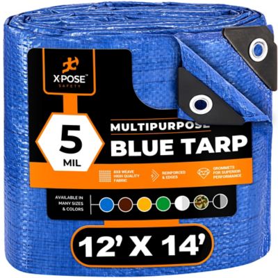 Xpose Safety Poly Tarp Medium Duty 5 Mil, Blue, 12 x 14 ft.