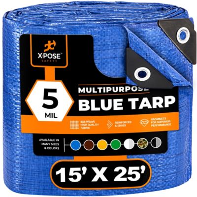 Xpose Safety Poly Tarp Medium Duty 5 Mil, Blue, 15 x 25 ft.