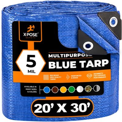 Xpose Safety Poly Tarp Medium Duty 5 Mil, Blue, 20 x 30 ft.