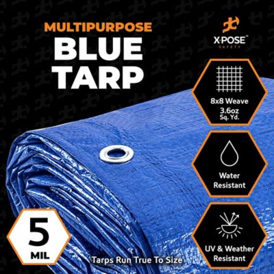 Image showing  Poly Tarp Medium Duty 5 Mil, Blue, 20 x 30 ft.