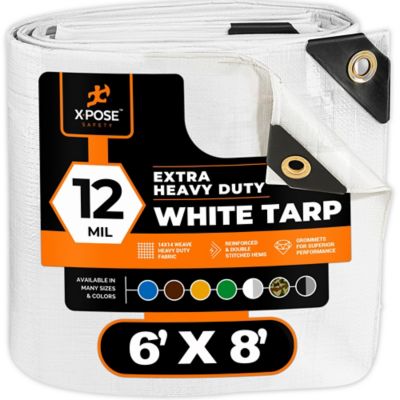 Xpose Safety Poly Tarp Extra Heavy Duty 12 Mil, White, 6 x 8 ft.