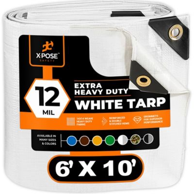 Xpose Safety Poly Tarp Extra Heavy Duty 12 Mil, White, 6 x 10 ft.