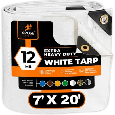 Xpose Safety Poly Tarp Extra Heavy Duty 12 Mil, White, 7 x 20 ft.