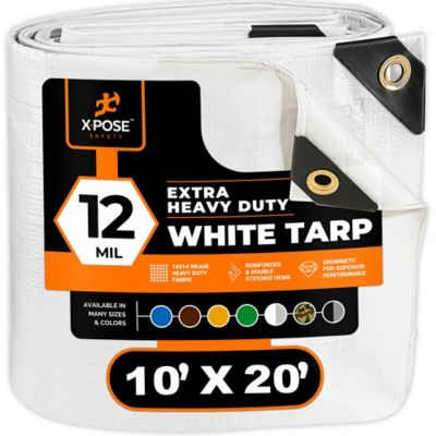 Xpose Safety Poly Tarp Extra Heavy Duty 12 Mil, White, 10 x 20 ft.
