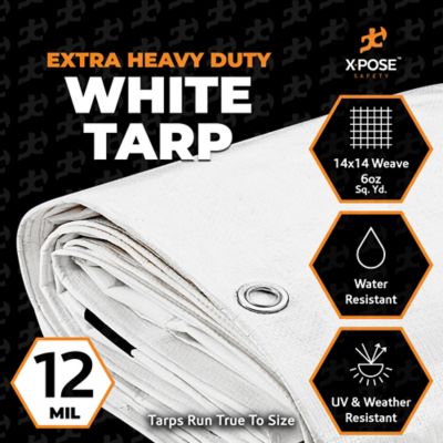 Image showing  Poly Tarp Extra Heavy Duty 12 Mil, White, 20 x 24 ft.