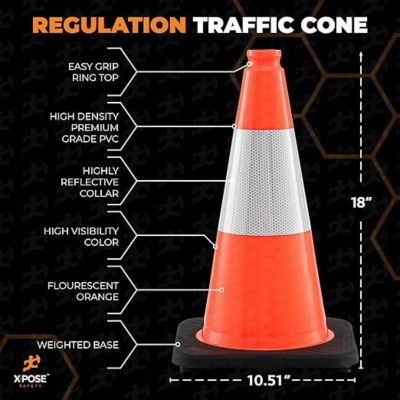 Image showing  Traffic Cone 18 in. 3 lb. Orange with Reflective Collar