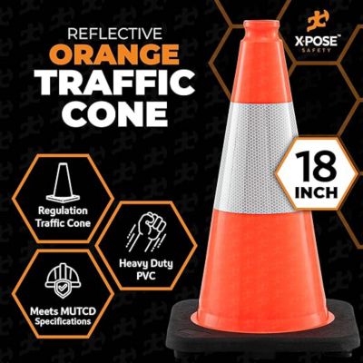 Image showing  Traffic Cone 18 in. 3 lb. Orange with Reflective Collar