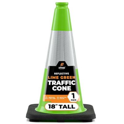 Xpose Safety Traffic Cone 18 in. 3 lb. Lime with Reflective Collar