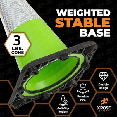 Image showing  Traffic Cone 18 in. 3 lb. Lime with Reflective Collar