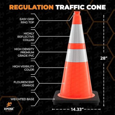 Image showing  Traffic Cone 28 in. 7 lb. Orange with Reflective Collars