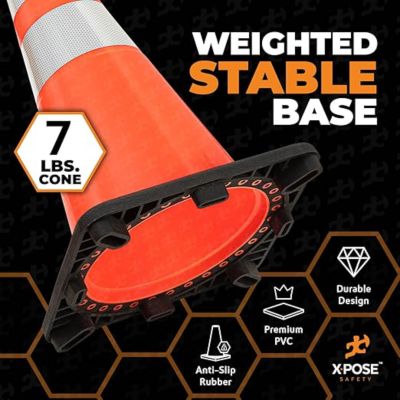 Image showing  Traffic Cone 28 in. 7 lb. Orange with Reflective Collars