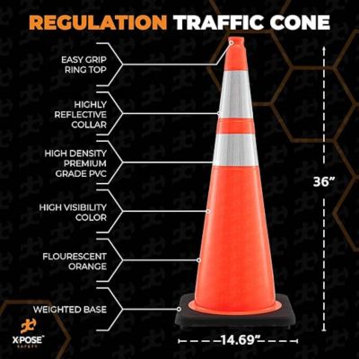 Image showing  Traffic Cone 36 in. 10 lb. Orange with Reflective Collars