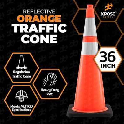 Image showing  Traffic Cone 36 in. 10 lb. Orange with Reflective Collars