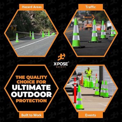 Image showing 6 th Xpose Safety Traffic Cone 36 in. 10 lb. Lime with Reflective Collars