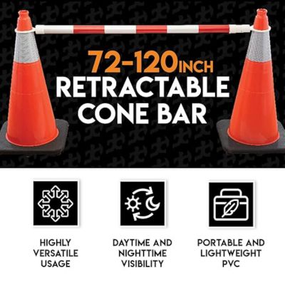 Image showing  Retractable Cone Bar, 6-10 ft. Length, Orange/White