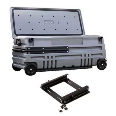 Image showing  Squad Box with Manual Latch and Slide Bracket- Portable and Lockable Storage for Pickup Trucks/Jeeps/Various SUV's, Gray