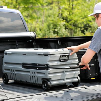 Image showing  Squad Box with Manual Latch and Slide Bracket- Portable and Lockable Storage for Pickup Trucks/Jeeps/Various SUV's, Gray