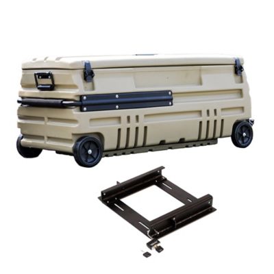Image showing  Squad Box with Manual Latch and Slide Bracket- Portable and Lockable Storage for Pickup Trucks/Jeeps/Various SUV's, Tan