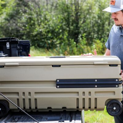 Image showing  Squad Box with Manual Latch and Slide Bracket- Portable and Lockable Storage for Pickup Trucks/Jeeps/Various SUV's, Tan