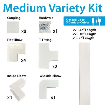 Image showing  Medium Raceway Variety Cord Hiding Kit- White