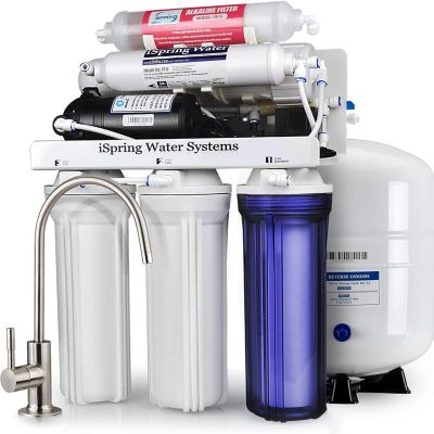 iSpring Under Sink 6-Stage Reverse Osmosis Drinking Filtration System with Alkaline Remineralization, and Pump