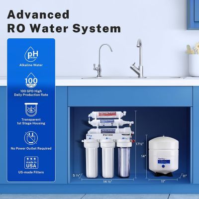 Image showing  6-Stage 100 GPD Under Sink Reverse Osmosis Drinking Water Filtration