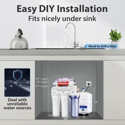 Image showing  NSF Certified Under Sink 7-Stage Reverse Osmosis Water Filtration System with Alkaline filter and UV light