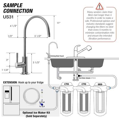 Image showing 6 th iSpring Classic 3-Stage Under Sink Water Filtration System for Drinking