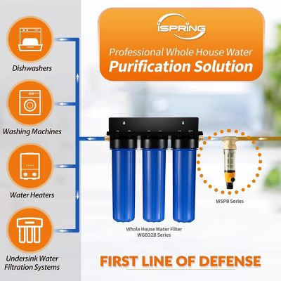 Image showing  Large Reusable Whole Spin-down Sediment Water Filter with Scraper and Brass Top Clear Housing, 50 Micron