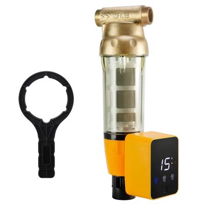 iSpring Reusable Spin-down Sediment Water Filter with Scraper and Touch-Screen Auto Flushing Module