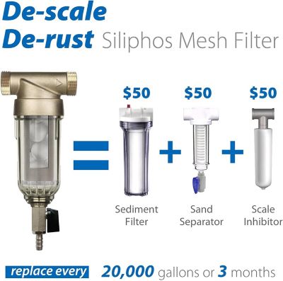 Image showing  Reusable Spin Down Sediment Water Filter with Siliphos and Push Fit Ball Valve