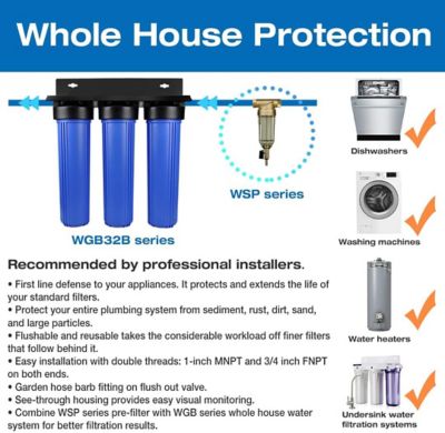 Image showing  Reusable Spin Down Sediment Water Filter With Push-Fit Plumbing Fittings, WSP-50 ACPF12MPT12X2