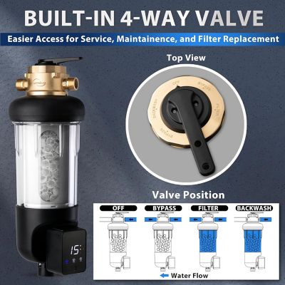 Image showing  Whole House Spin Down Sediment Water Filter with 4 Modes Bypass, Includes Siliphos