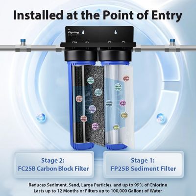 Image showing  2-Stage Whole House Water Filtration System with Sediment and Carbon Block Filters