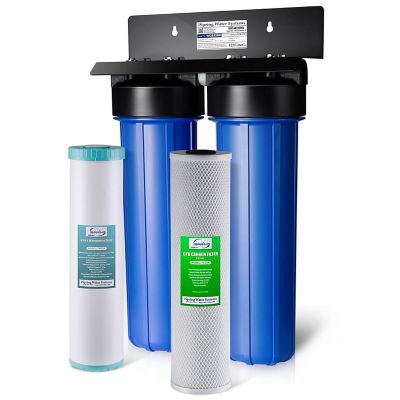 iSpring 2-Stage Whole House Water Filtration System with Carbon Block and Iron & Manganese Reducing Filters
