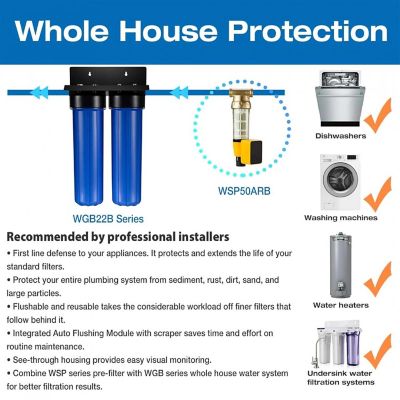 Image showing 7 th iSpring 2-Stage Whole House Water Filtration System, WGB22B-PB