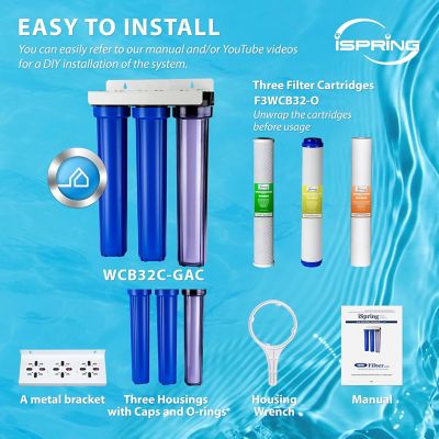 Image showing 5 th iSpring 3-Stage Whole House Water Filtration System, WCB32C-GAC