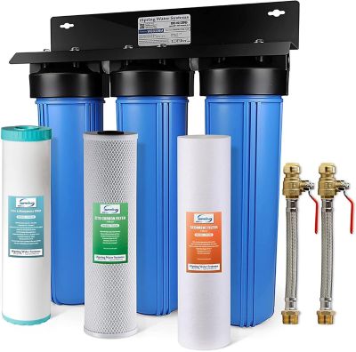 iSpring 3-Stage Whole House Water Filtration System, WGB32BM+AHPF12MNPT16X2