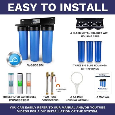 Image showing 5 th iSpring 3-Stage Whole House Water Filtration System, WGB32BM+AHPF12MNPT16X2